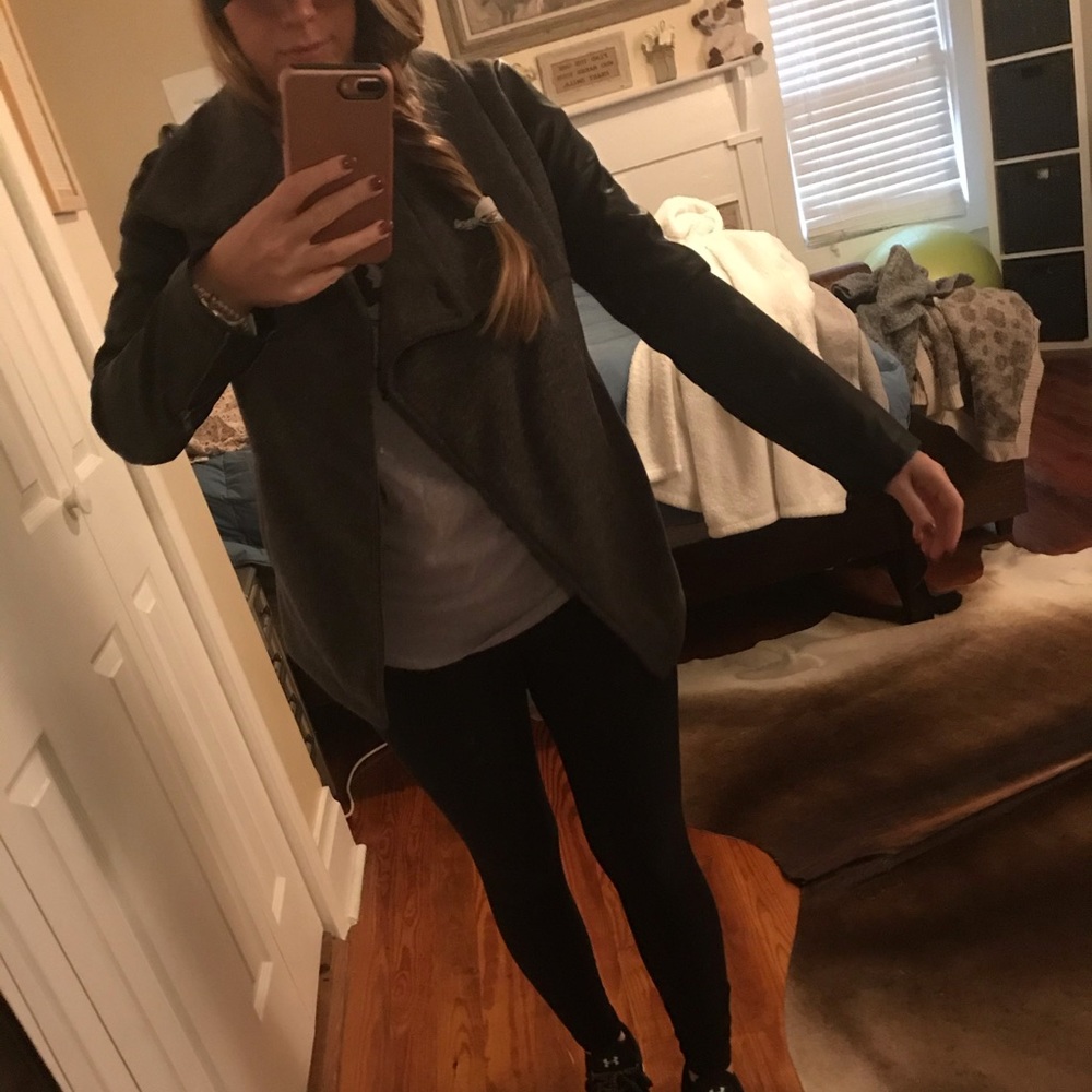 Fabletics faux leather and fabric coat